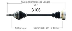 Left or Right Axle w/ ABS
